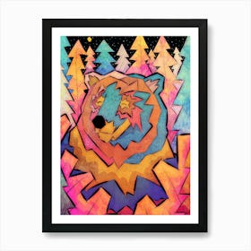 The Vibrant Woodland Bear Art Print