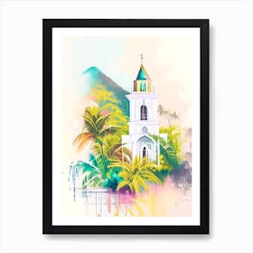 Saint Kitts And Nevis Watercolour Pastel Tropical Destination Art Print