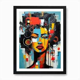 Abstract portrait Of A Black Woman, afro Art Print