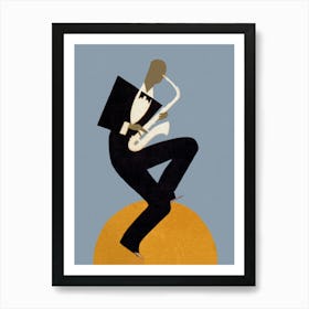 Jazz Saxophone Player, Vintage Music Poster Art Print