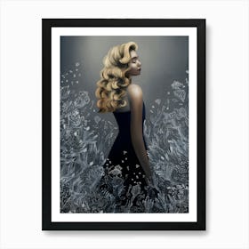 Woman In A Black Dress Art Print