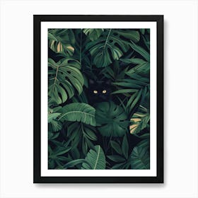 Black Cat In The Jungle 1 Art Print