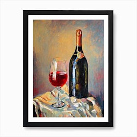 Rosé Champagne 1 Oil Painting Cocktail Poster Art Print