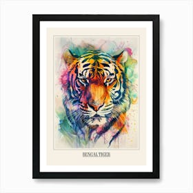 Bengal Tiger Colourful Watercolour 2 Poster Art Print