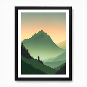 Misty Mountains Vertical Composition In Green Tone 196 Art Print