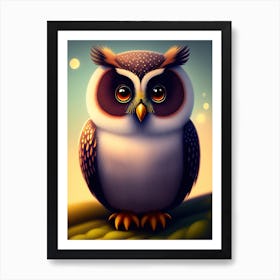 Cute 3d Owl Art Print