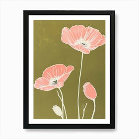 Pink & Green Poppy 1 Affiche