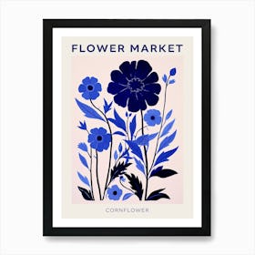 Blue Flower Market Poster Cornflower Market Poster 1 Art Print