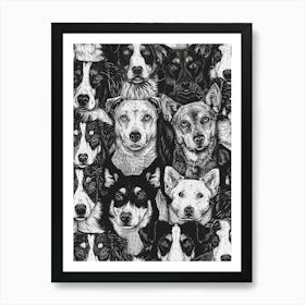 Perfectly Repeatable Artwork With Cute Dog Faces 18 Art Print