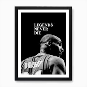 Legend Never Die Kobe Bryant Line Illustration my style v6 Art Print