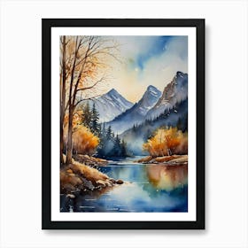 Watercolor Of A River 14 Art Print