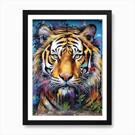 Tiger Art In Mural Art Style 1 Art Print