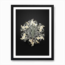 Vintage Narcissus Candidissimus Flower Wreath on Wrought Iron Black Art Print