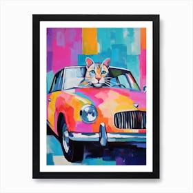 Mg Mgb Vintage Car With A Cat, Matisse Style Painting 0 Art Print