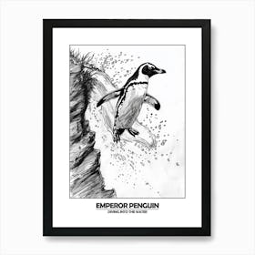 Penguin Diving Into The Water Poster 7 Art Print