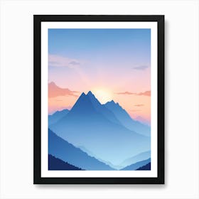 Misty Mountains Vertical Composition In Blue Tone 72 Art Print
