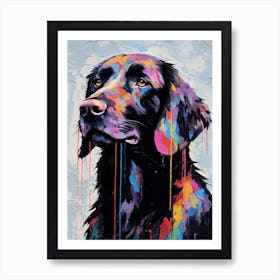 Flat-coated Retriever Watercolor Portrait Colorful 1 Art Print