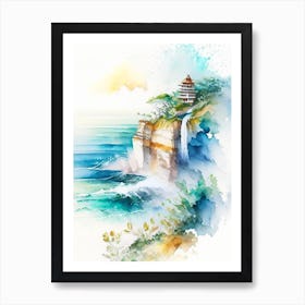 Uluwatu Indonesia Watercolour Pastel Tropical Destination Art Print