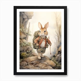 Bunny Hicking Rabbit Prints Watercolour 8 Art Print