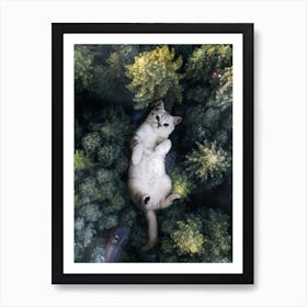 Forest Cute Giant Cat Art Print