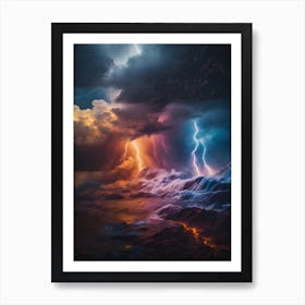 Raging Thunderstorm Over The Ocean Art Print