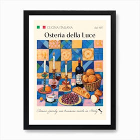 Osteria Della Luce Trattoria Italian Poster Food Kitchen Art Print