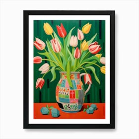 Flowers In A Vase Still Life Painting Tulips 5 Art Print