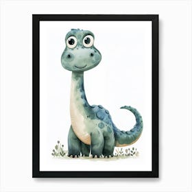 Cute Watercolour Of A Camarasaurus Dinosaur 1 Art Print