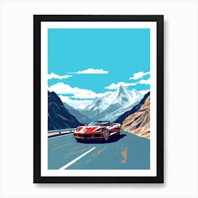 A Chevrolet Corvette In The Route Des Grandes Alpes Illustration 3 Art Print