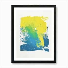 Yellow And Blue Abstract Painting Art Print