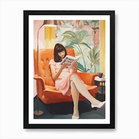 Girl Reading Books Art Print