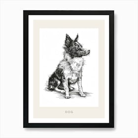 Furry Wire Haired Dog Line Sketch 2 Poster Art Print