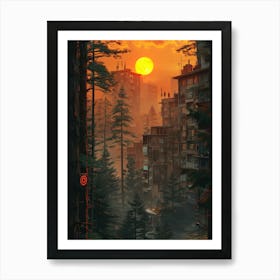 Sunset In The Woods 1 Art Print