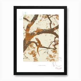 Iguana In The Trees Brown Silhouette Poster Art Print