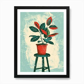 Potted Plant On A Stool Art Print