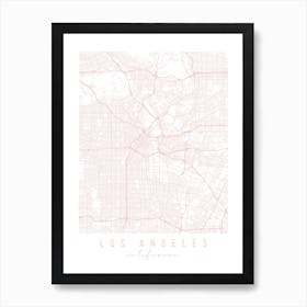 Los Angeles California Light Pink Minimal Street Map Art Print
