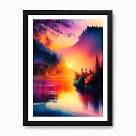 The Plitvice Lakes Watercolour 3 Art Print