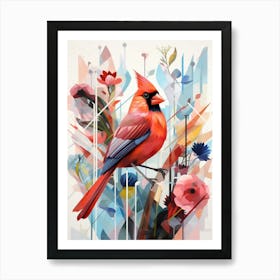 Bird Painting Collage Northern Cardinal 3 Art Print