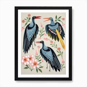 Folk Style Bird Painting Great Blue Heron 4 Art Print
