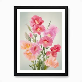 Snapdragons Flowers Acrylic Painting In Pastel Colours 2 Art Print