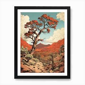  Retro Illustration Of A Joshua Tree Pattern In Grand 4 Art Print