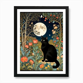 William Morris Black Cat In The Moonlight Art Print