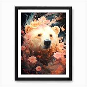 Bear With Flowers 3 Art Print