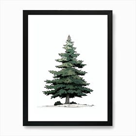 Spruce Tree Pixel Illustration 3 Art Print