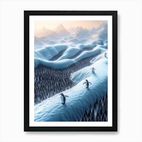 Penguins In The Snow Art Print