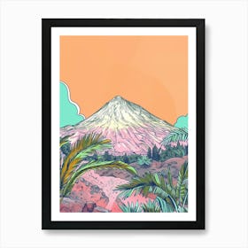 Mount Vesuvius Italy Color Line Drawing (8) Art Print