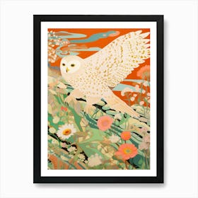 Maximalist Bird Painting Snowy Owl 1 Art Print