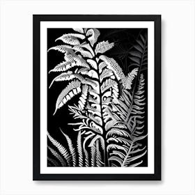 Black Stem Spleenwort Linocut Art Print