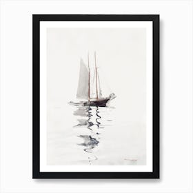 Two–Masted Schooner With Dory, Winslow Homer Art Print