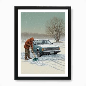 Man Shoveling Snow Art Print